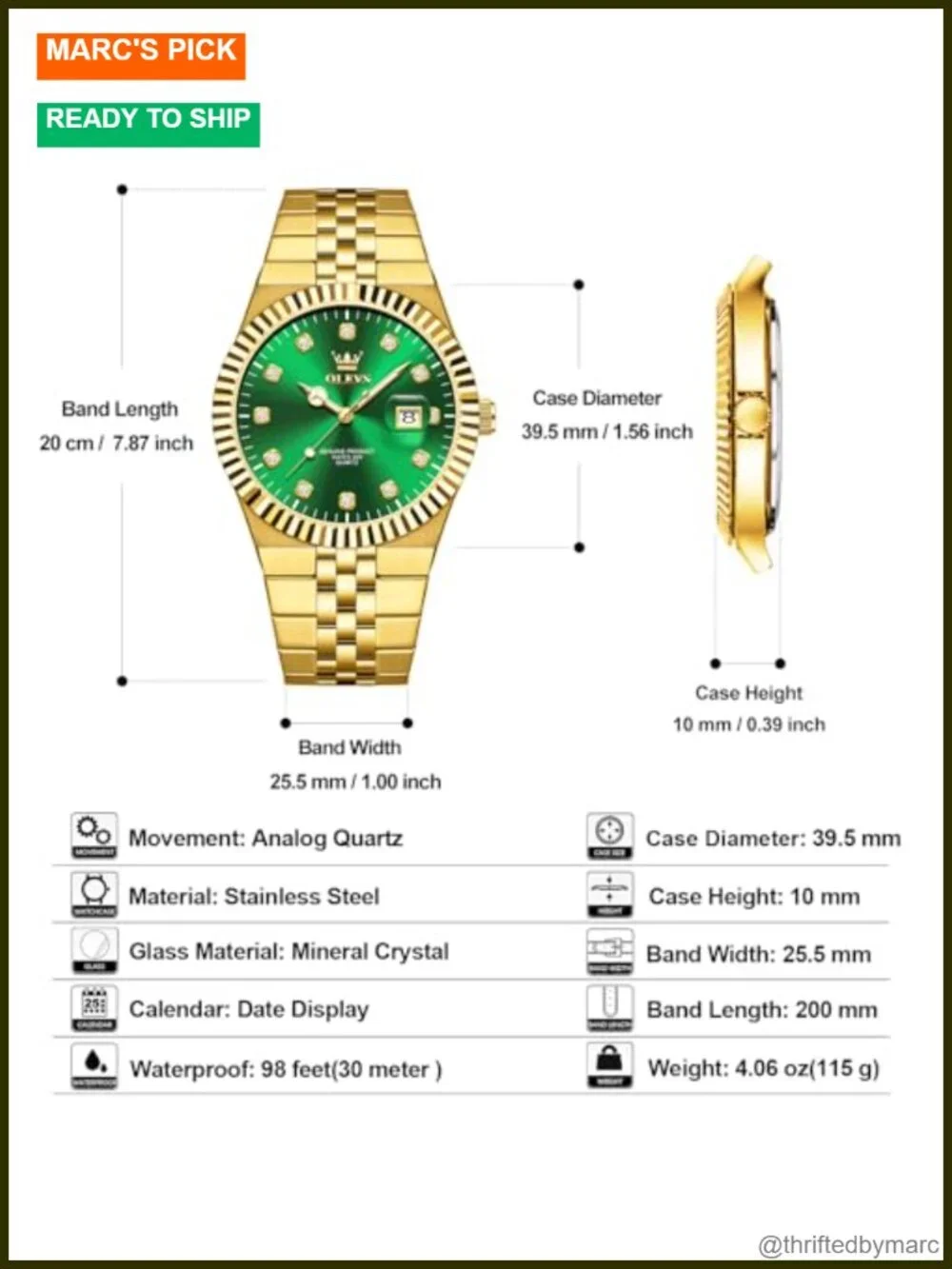 Men's Stainless Steel Watch, Analog Quartz, Luminous Waterproof Dress Watch